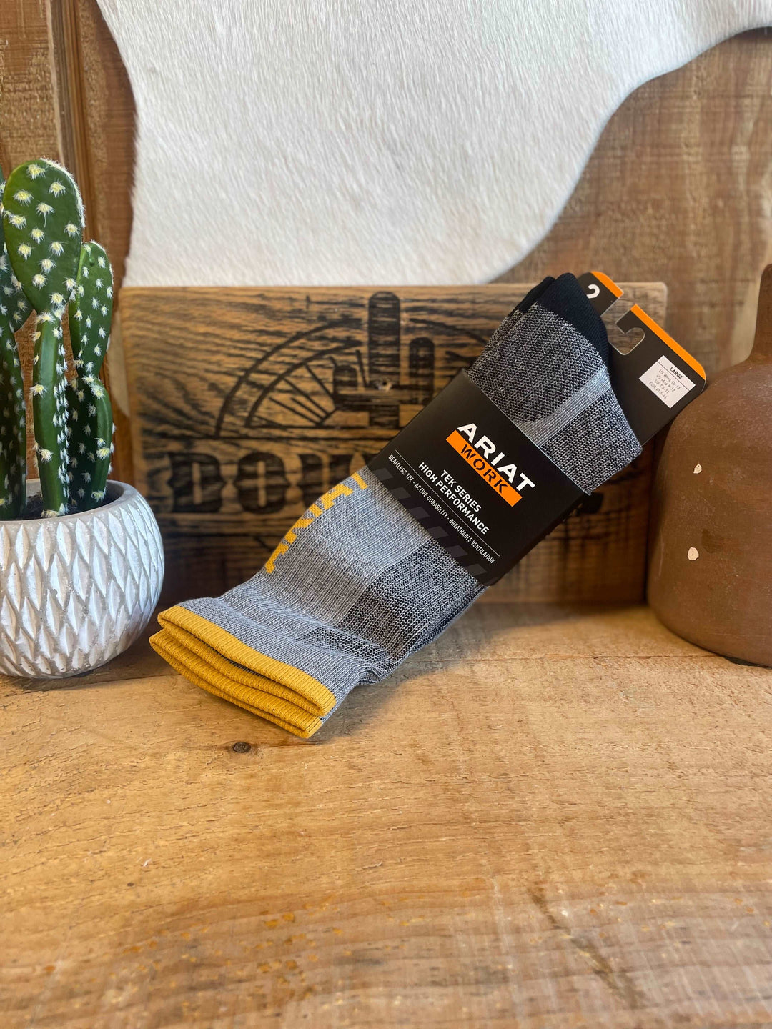 Ariat High Performance Mid Calf Tek Work Sock-2 Pair Pack AR2718 - Double C Western SupplyAriat