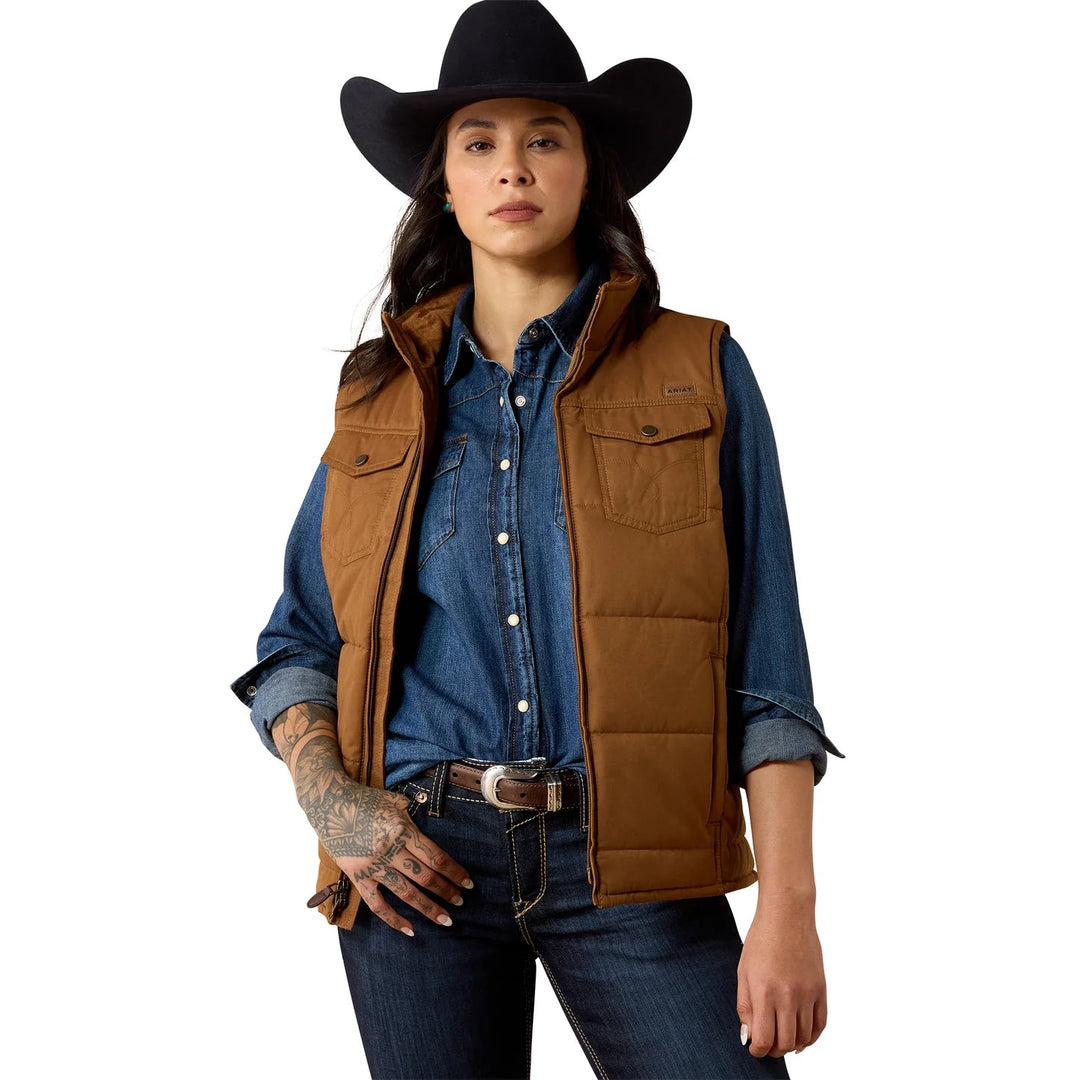 Ariat Ladies Dachshund Grizzly Quilted Vest 10079655 - Double C Western SupplyAriat