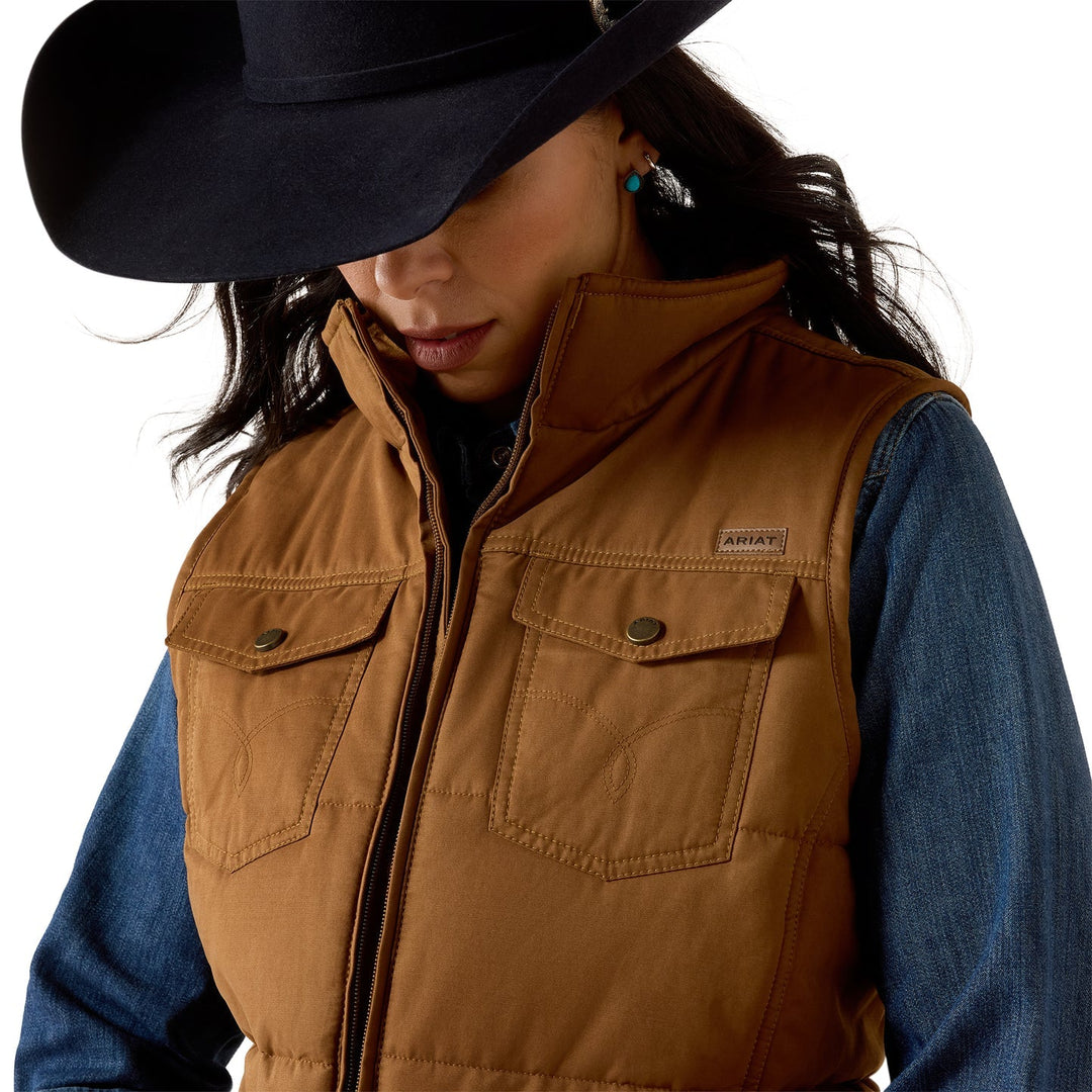 Ariat Ladies Dachshund Grizzly Quilted Vest 10079655 - Double C Western SupplyAriat