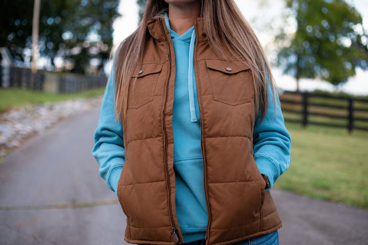 Ariat Ladies Dachshund Grizzly Quilted Vest 10079655 - Double C Western SupplyAriat