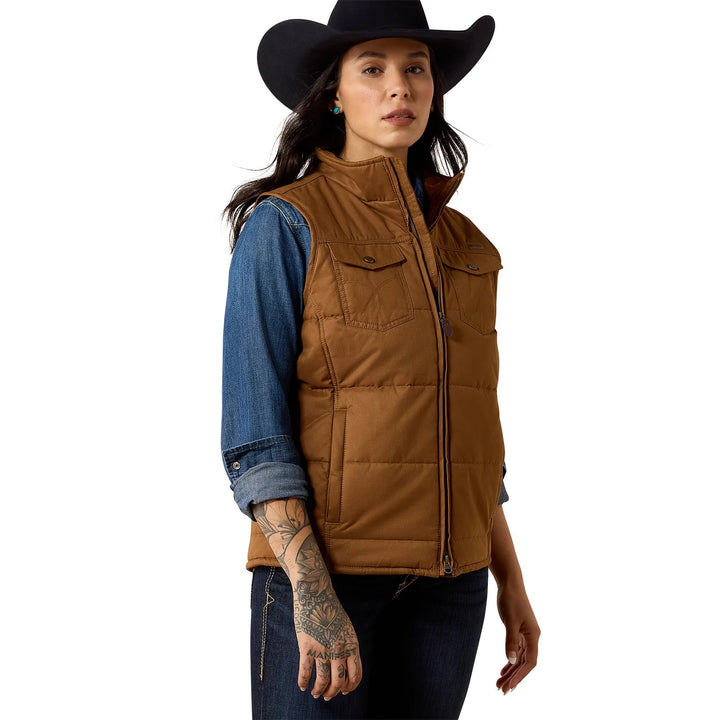 Ariat Ladies Dachshund Grizzly Quilted Vest 10079655 - Double C Western SupplyAriat
