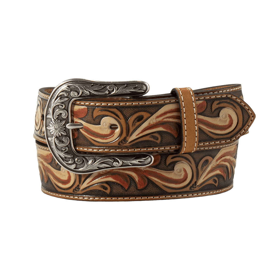 Ariat Ladies Floral Embossed Tan Belt - Double C Western SupplyM & F