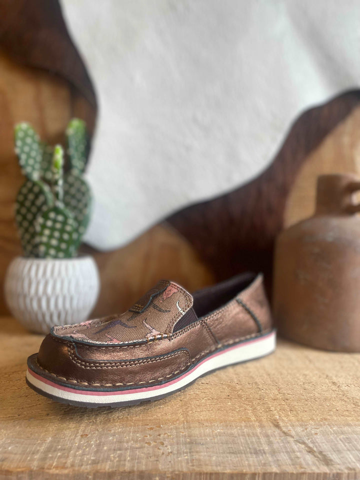 Ariat Ladies Metallic Steer Head Cruiser Slip-on Shoes - Double C Western SupplyAriat