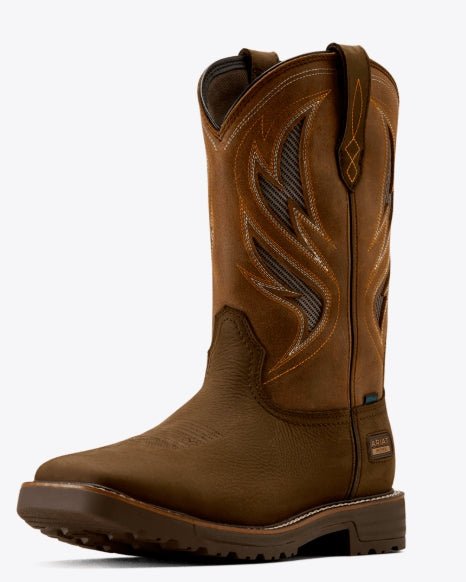 Ariat MNS Activator VentTEK Waterproof Wide Square Toe Steel Toe Work Boot Dark Brown 10061119 - Double C Western SupplyAriat