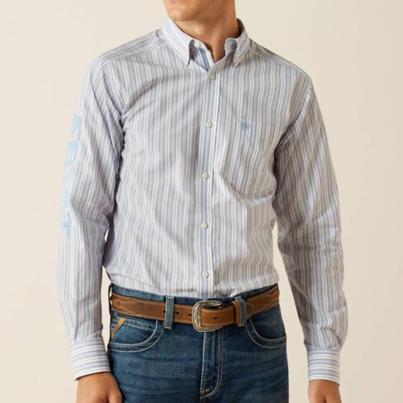 Ariat MNS Pro Series Team Atlas Fitted Shirt BLUE|DARK BLUE - Double C Western SupplyAriat