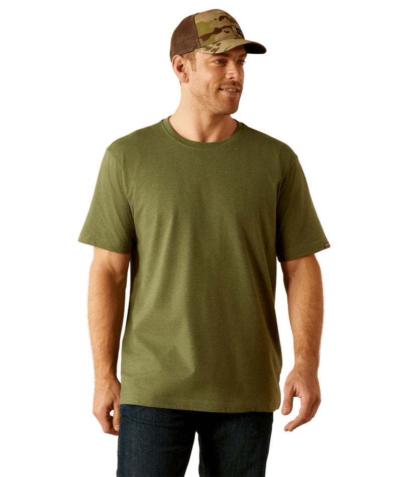 Ariat MNS Rebar Cotton Strong Standard T-Shirt FOUR LEAF CLOVER HEATHER - Double C Western SupplyAriat