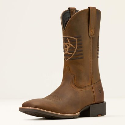 Ariat MNS Sport Freedom Wide Square Toe Cowboy Boot DISTRESSED BROWN - Double C Western SupplyAriat