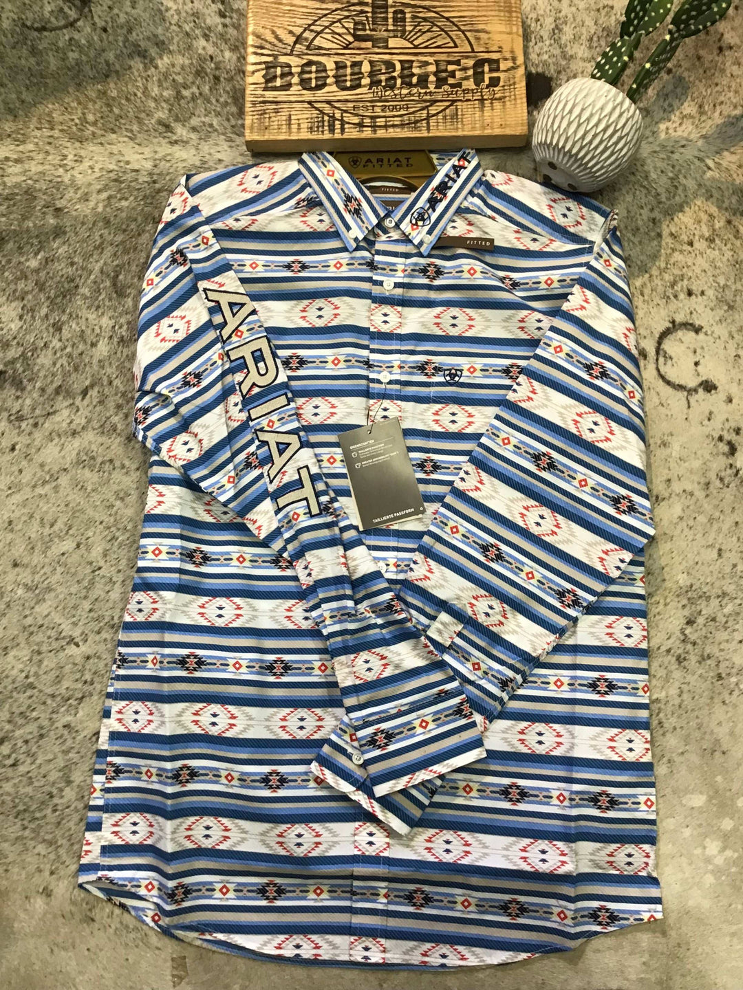 Ariat MNS Team Albert Fitted Shirt DARK TEAL|KHAKI - Double C Western SupplyAriat
