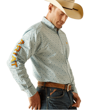 Ariat MNS Team Colton Classic Fit Shirt AQUA - Double C Western SupplyAriat