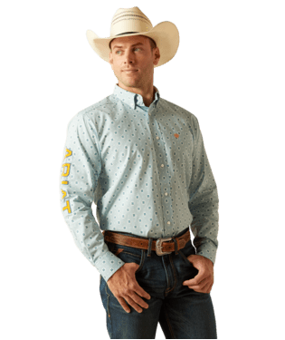 Ariat MNS Team Colton Classic Fit Shirt AQUA - Double C Western SupplyAriat