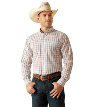Ariat MNS Wrinkle Free Weston Fitted Shirt WHITE - Double C Western SupplyAriat