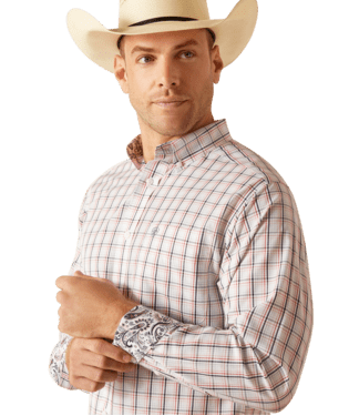 Ariat MNS Wrinkle Free Weston Fitted Shirt WHITE - Double C Western SupplyAriat