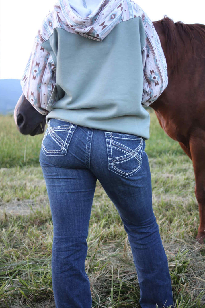 Ariat R.E.A.L. Marine Mid Rise Stretch Entwined Boot Cut Jean - Double C Western SupplyAriat