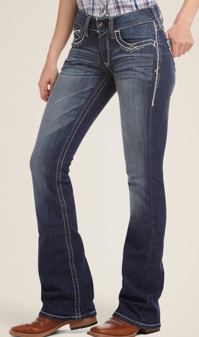 Ariat R.E.A.L. Marine Mid Rise Stretch Entwined Boot Cut Jean - Double C Western SupplyAriat