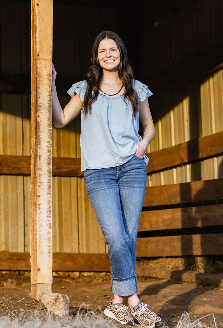 Ariat WMS Lynn Top INDIGO WASH 10071135 - Double C Western SupplyAriat