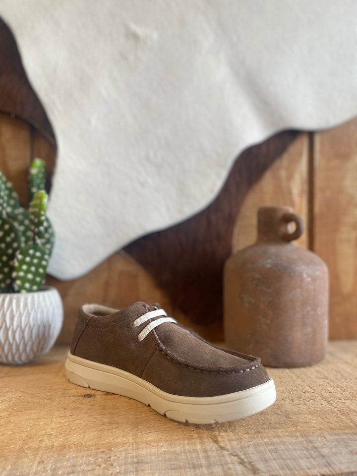 ARIAT YOUTH HILO BROWN BOMBER SUEDE SHOE - Double C Western SupplyAriat