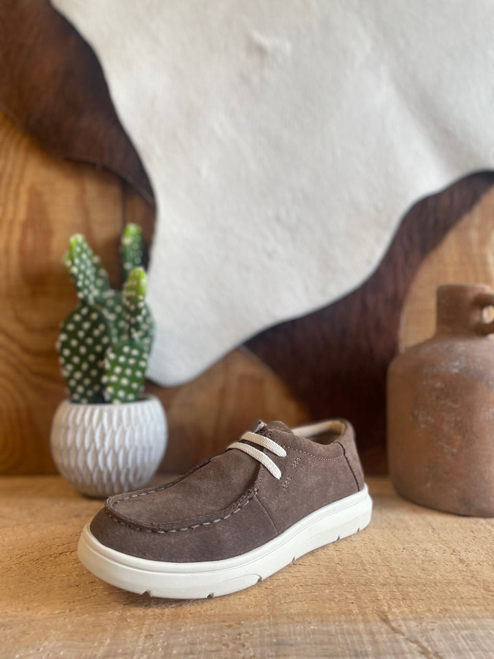 ARIAT YOUTH HILO BROWN BOMBER SUEDE SHOE - Double C Western SupplyAriat