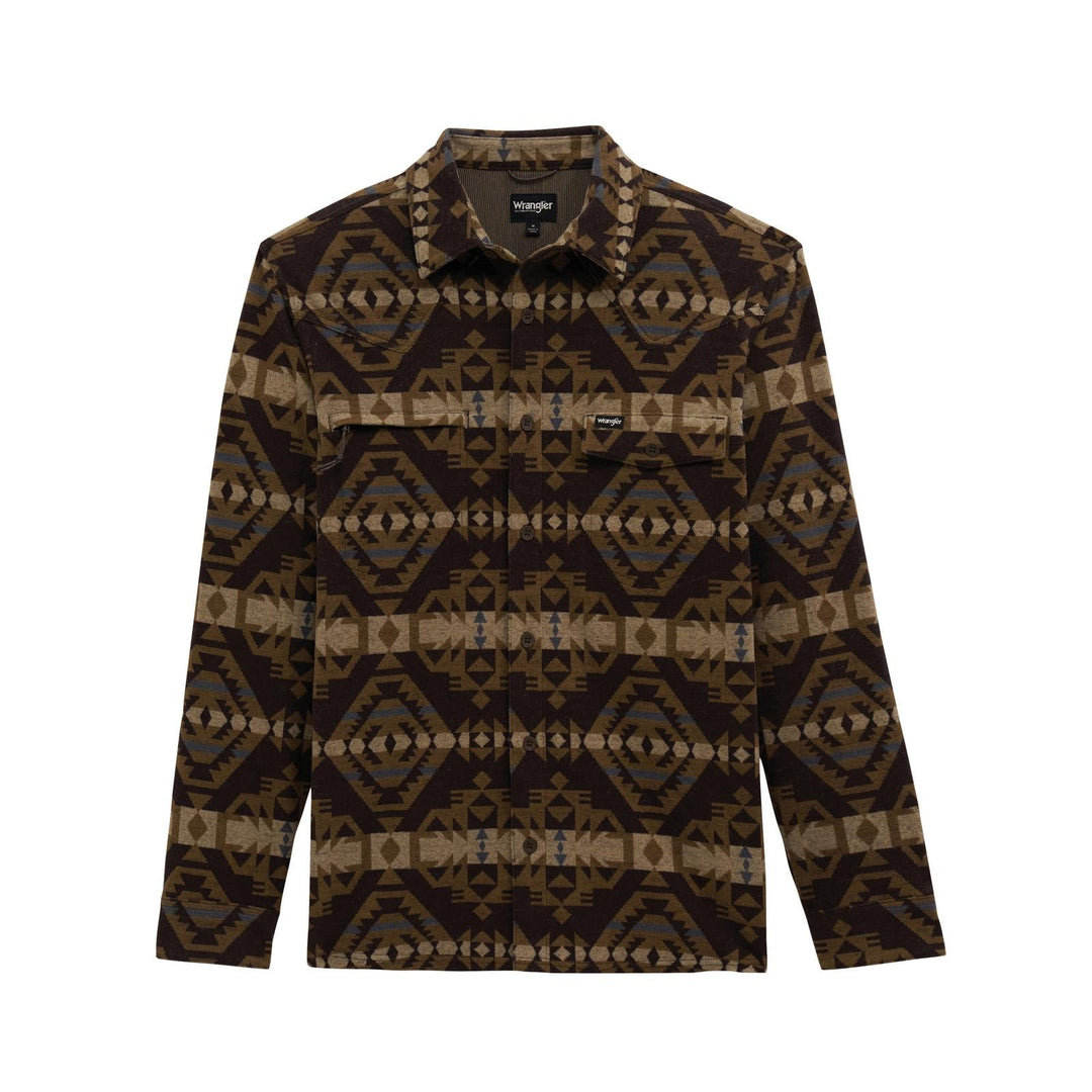 ATG -x- Wrangler® Blanket Shirt Jacket - Chocolate Torte Checotah - 112382448 - Double C Western SupplyWrangler