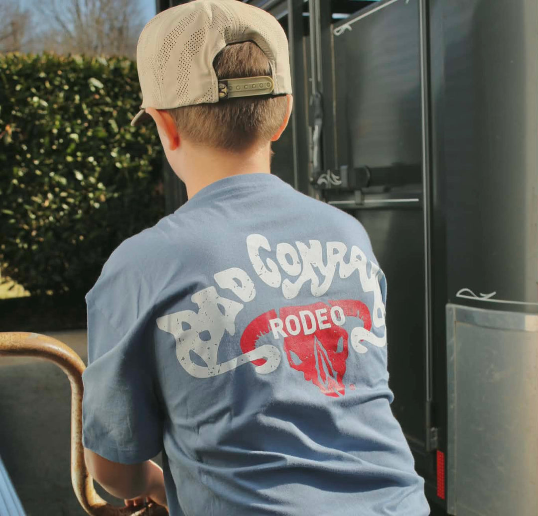Bad Company T-shirt Denim w/White & Red Logo HT1832DE - Double C Western SupplyHooey