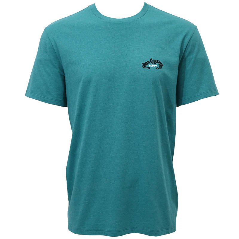 Bad Company T-shirt Teal w/Black &amp; White Skull Logo HT1835TL - Double C Western SupplyHooey