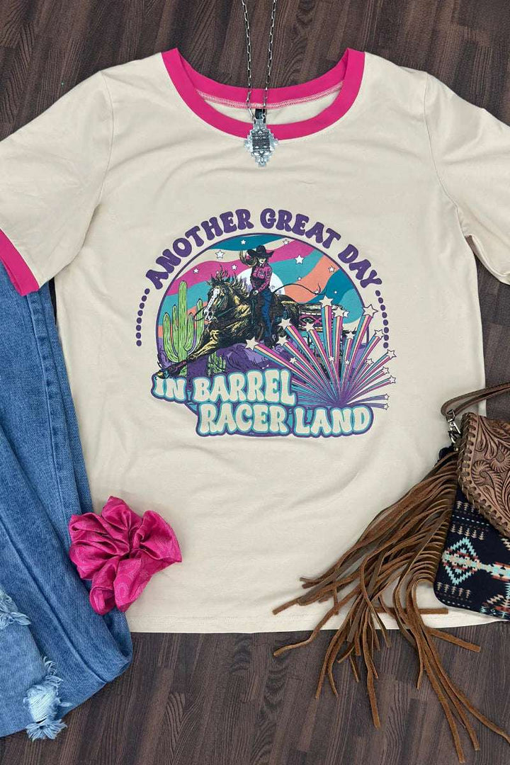 Barrel Racer Land Ringer T Shirt - Double C Western SupplySterling Kreek