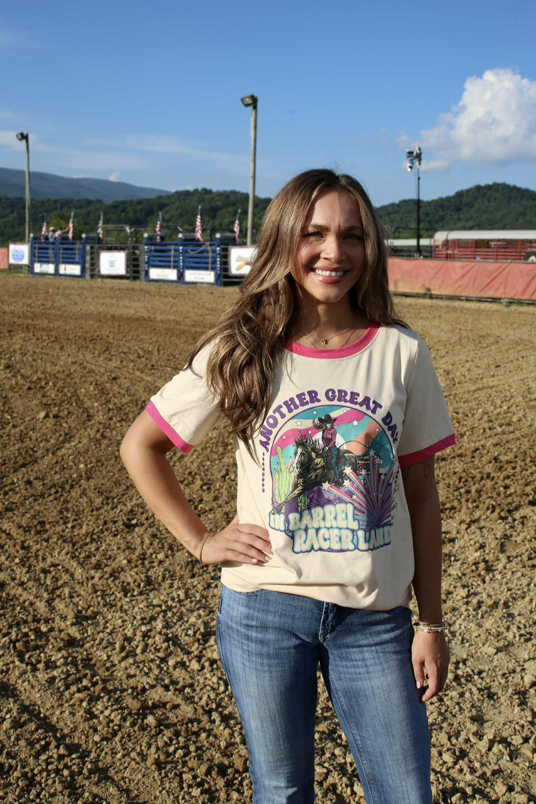 Barrel Racer Land Ringer T Shirt - Double C Western SupplySterling Kreek