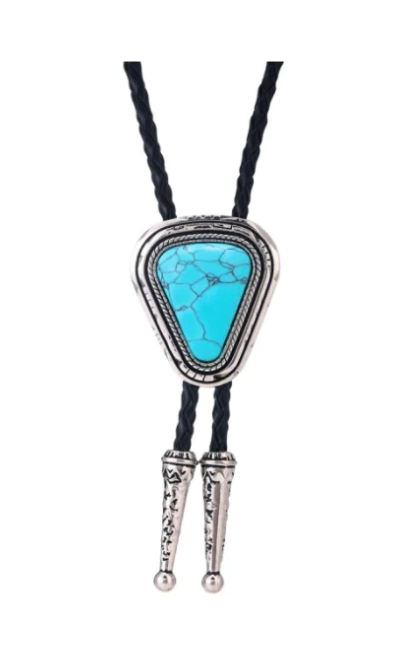 Triangle Turquoise Western Cowboy Bolo Tie Necklace bolo Accessory Bolo costume jewelry Men's Women's SimpleNGreat