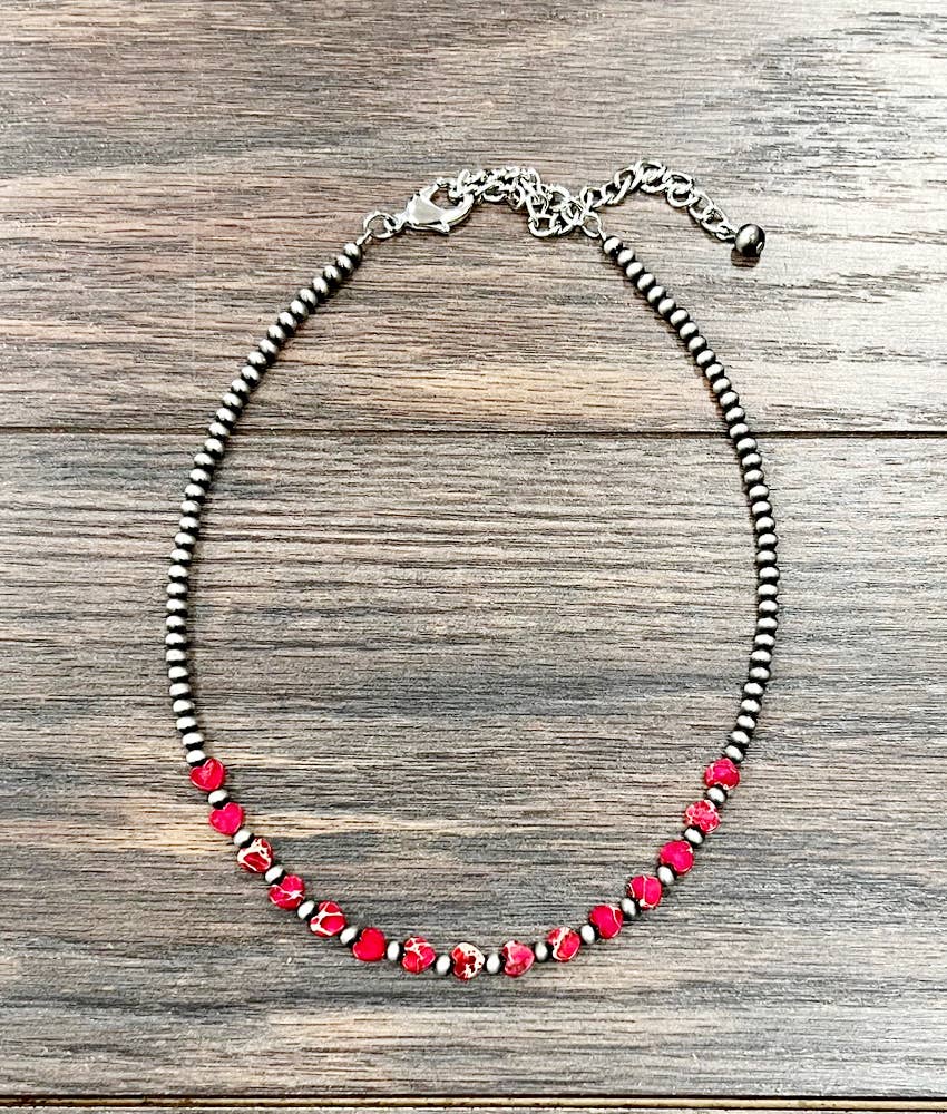 739105, Handmade 15" Navajo Heart Gemstone Necklace ISAC Trading Inc