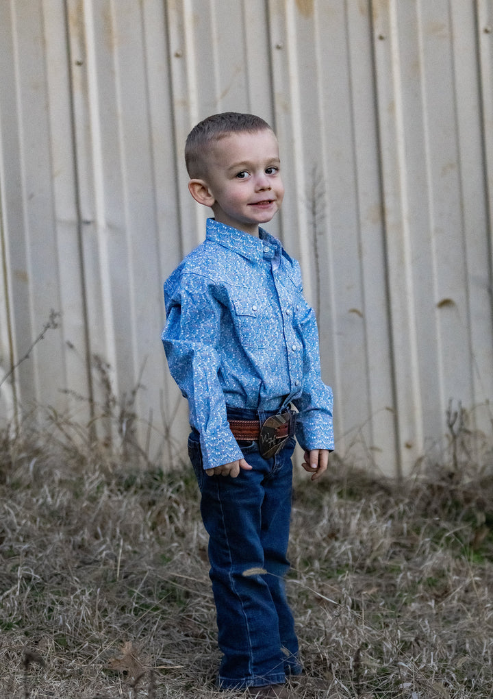 Boys 20X Advanced Comfort Long Sleeve Shirt - Blue 112374376 - Double C Western SupplyWrangler