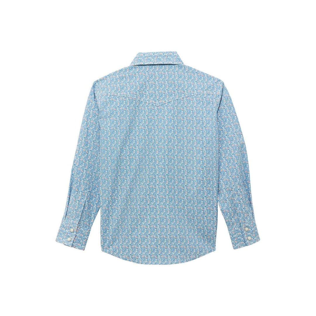 Boys 20X Advanced Comfort Long Sleeve Shirt - Blue 112374376 - Double C Western SupplyWrangler