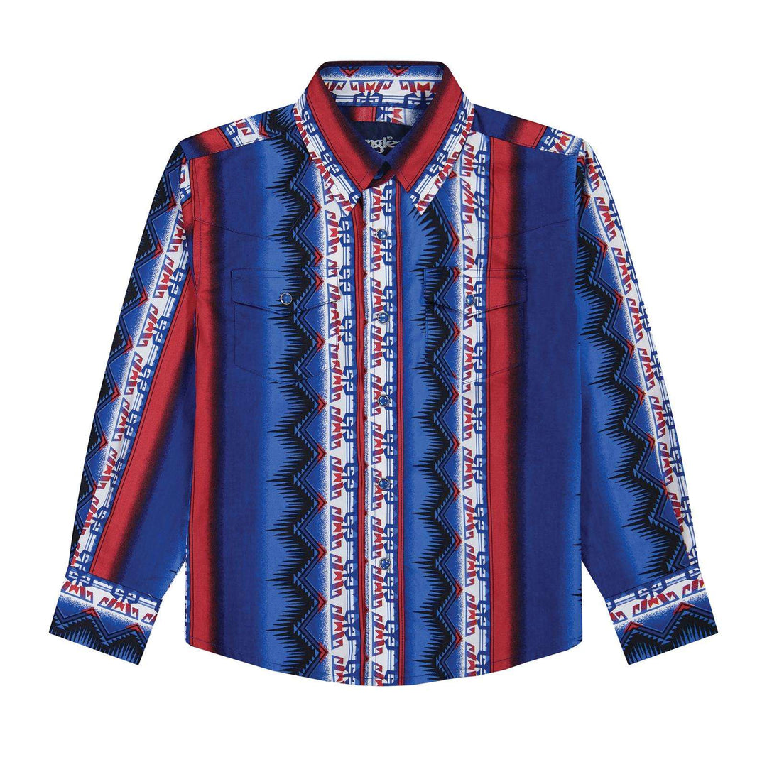 Boys Checotah® Long Sleeve Shirt - Blue Multi - 112381995 - Double C Western SupplyWrangler