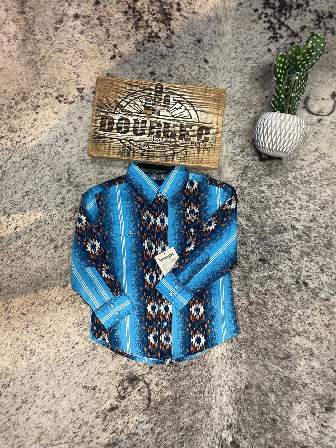 Boys Checotah Long Sleeve Shirt - Multi - Double C Western SupplyWrangler