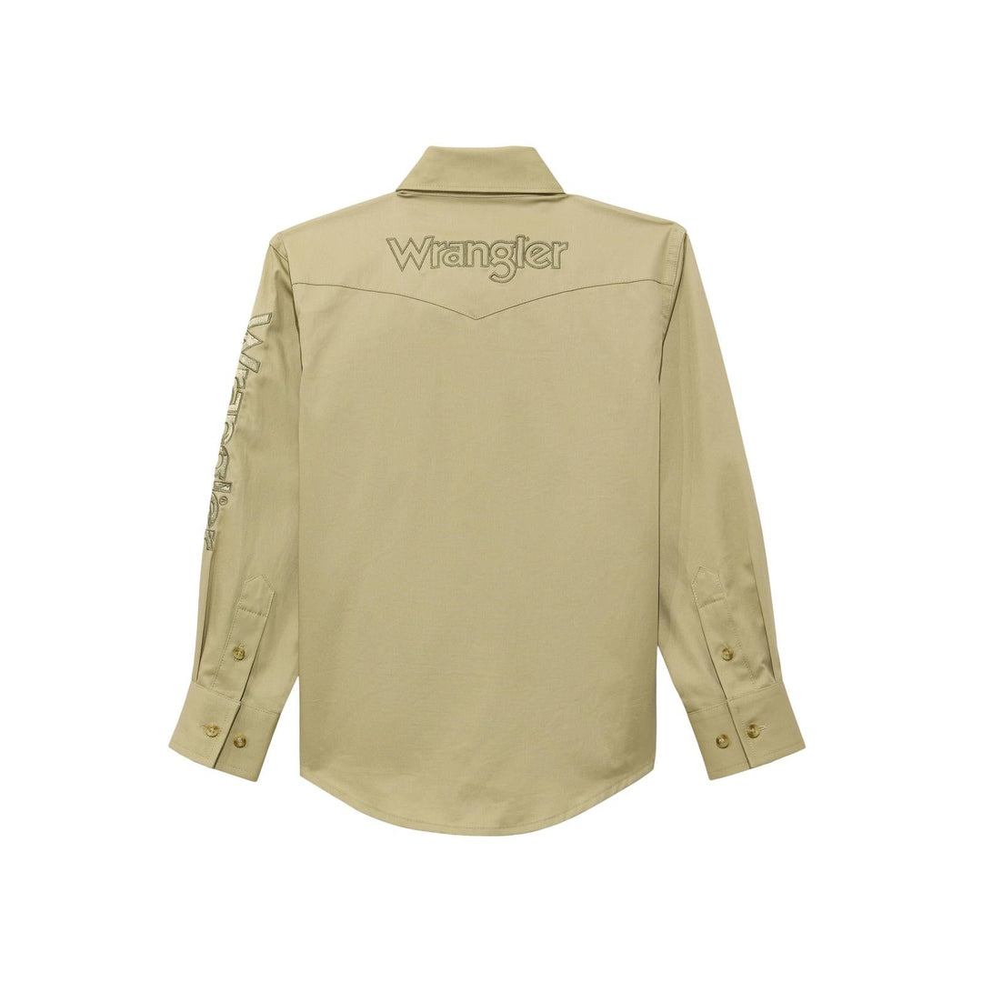 Boys Logo Long Sleeve Shirt - Brown 112374833 - Double C Western SupplyWrangler