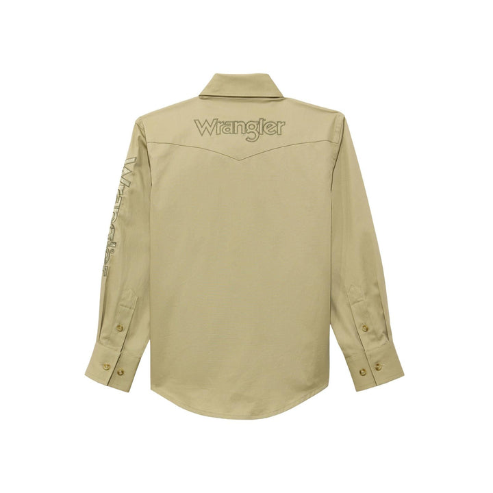 Boys Logo Long Sleeve Shirt - Brown 112374833 - Double C Western SupplyWrangler