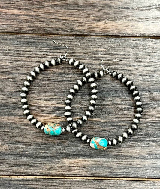 726230, Handmade Navajo Gemstone Hoop Earrings Earrings ISAC Trading Inc