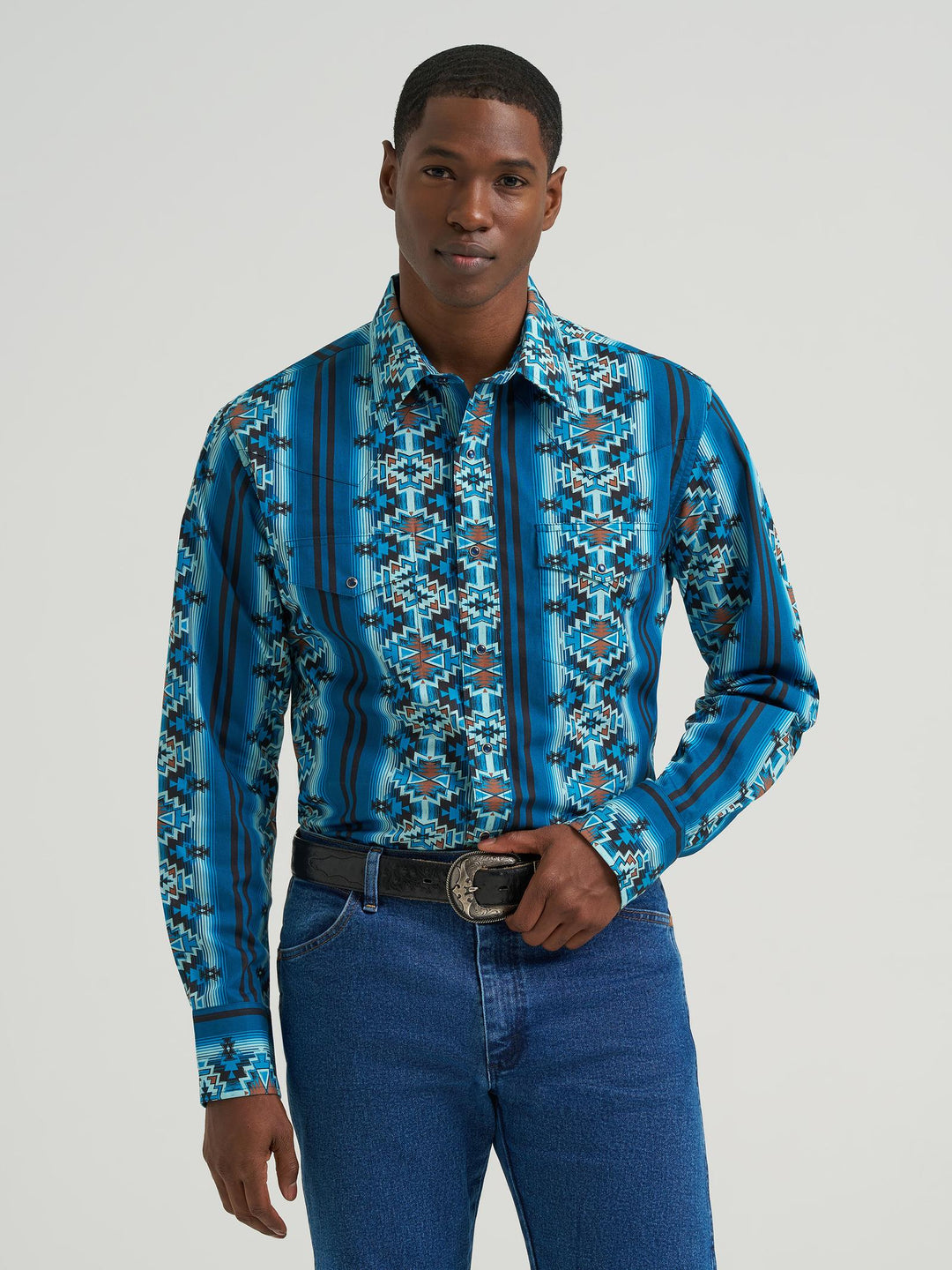 Checotah® Dress Western Long Sleeve Shirt - Classic Fit - Turquoise - 112385792 - Double C Western SupplyWrangler