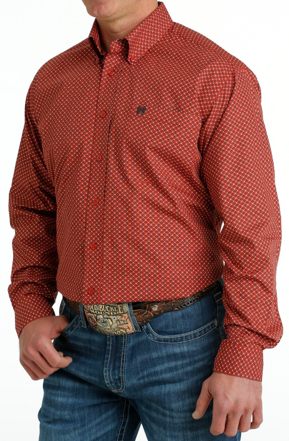 CINCH RED GEOMETRIC PRINT - MENS / BOYS / TODDLER / INFANT SHIRT - Double C Western SupplyCinch