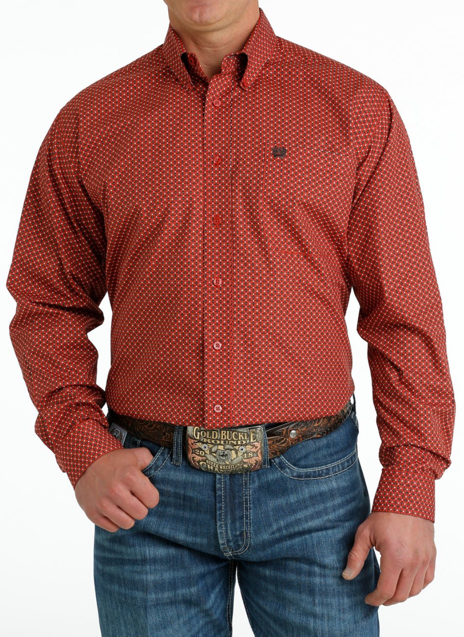CINCH RED GEOMETRIC PRINT - MENS / BOYS / TODDLER / INFANT SHIRT - Double C Western SupplyCinch
