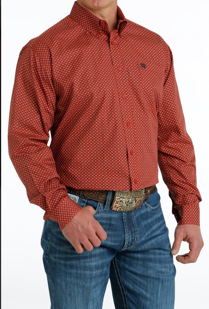 CINCH RED GEOMETRIC PRINT - MENS / BOYS / TODDLER / INFANT SHIRT - Double C Western SupplyCinch