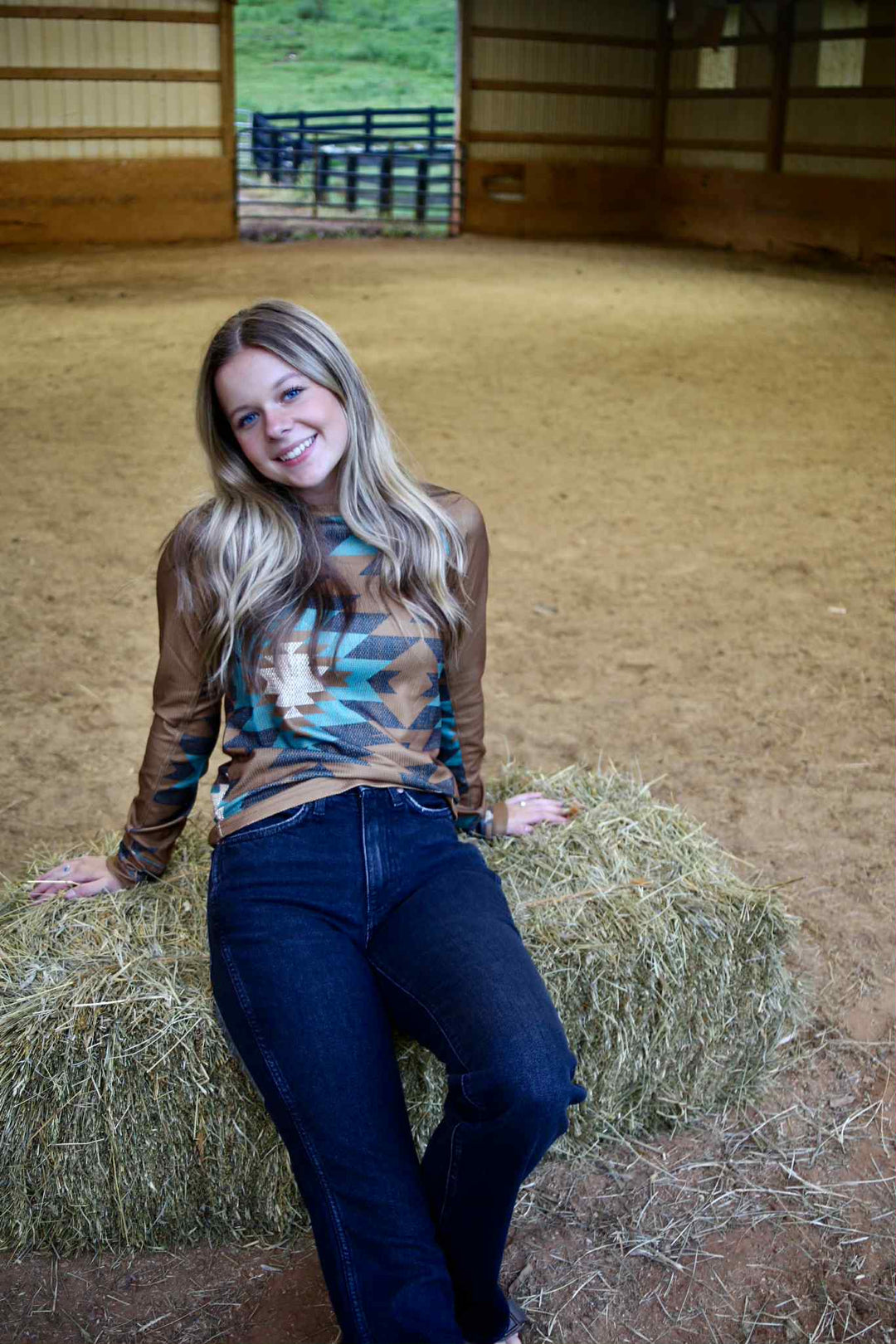 Cinch Women's L/S Raglan Tee/Brown CTK7522001 - Double C Western SupplyCinch