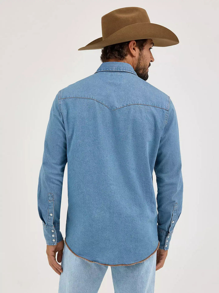 COWBOY CUT® LONG SLEEVE WESTERN DENIM SNAP WORK SHIRT 70127SW - Double C Western SupplyWRANGLER