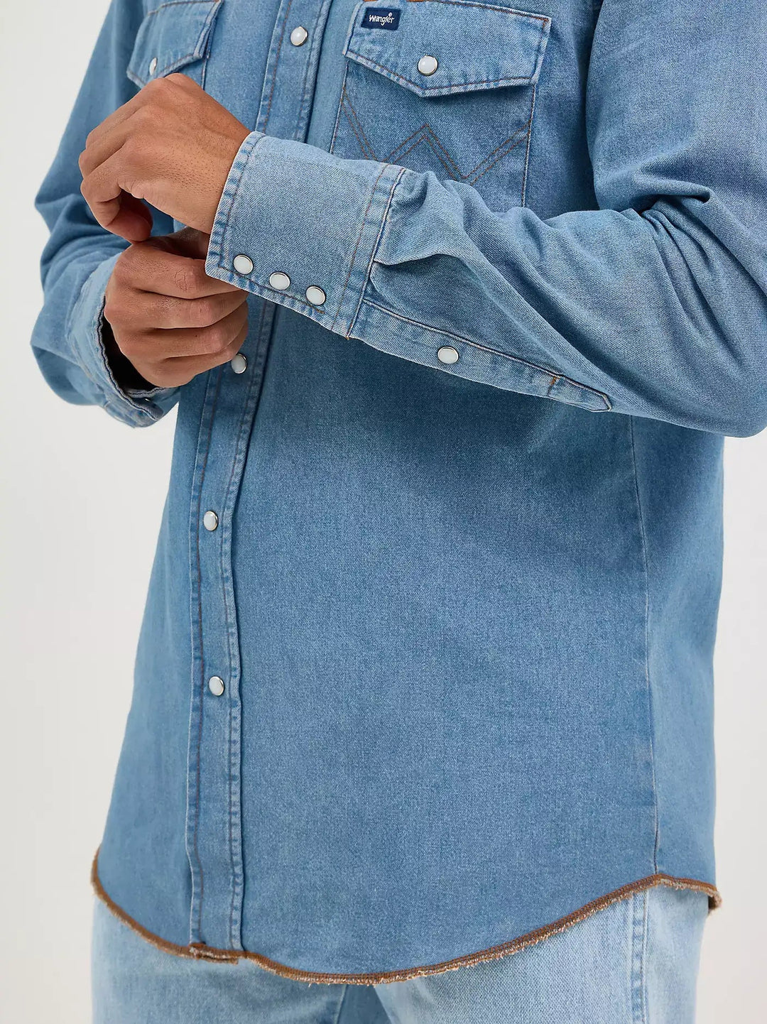 COWBOY CUT® LONG SLEEVE WESTERN DENIM SNAP WORK SHIRT 70127SW - Double C Western SupplyWRANGLER
