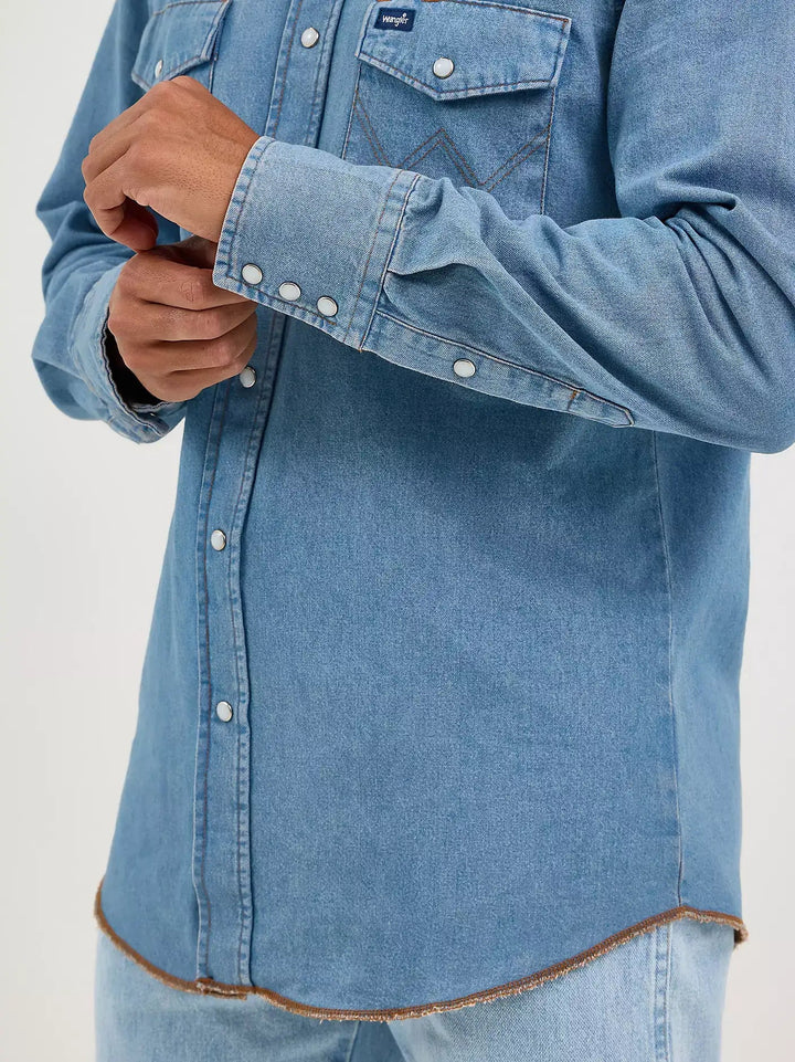 COWBOY CUT® LONG SLEEVE WESTERN DENIM SNAP WORK SHIRT 70127SW - Double C Western SupplyWRANGLER
