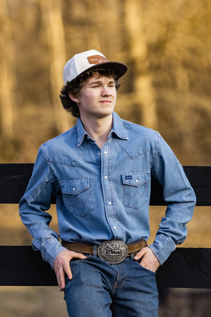COWBOY CUT® LONG SLEEVE WESTERN DENIM SNAP WORK SHIRT 70127SW - Double C Western SupplyWRANGLER