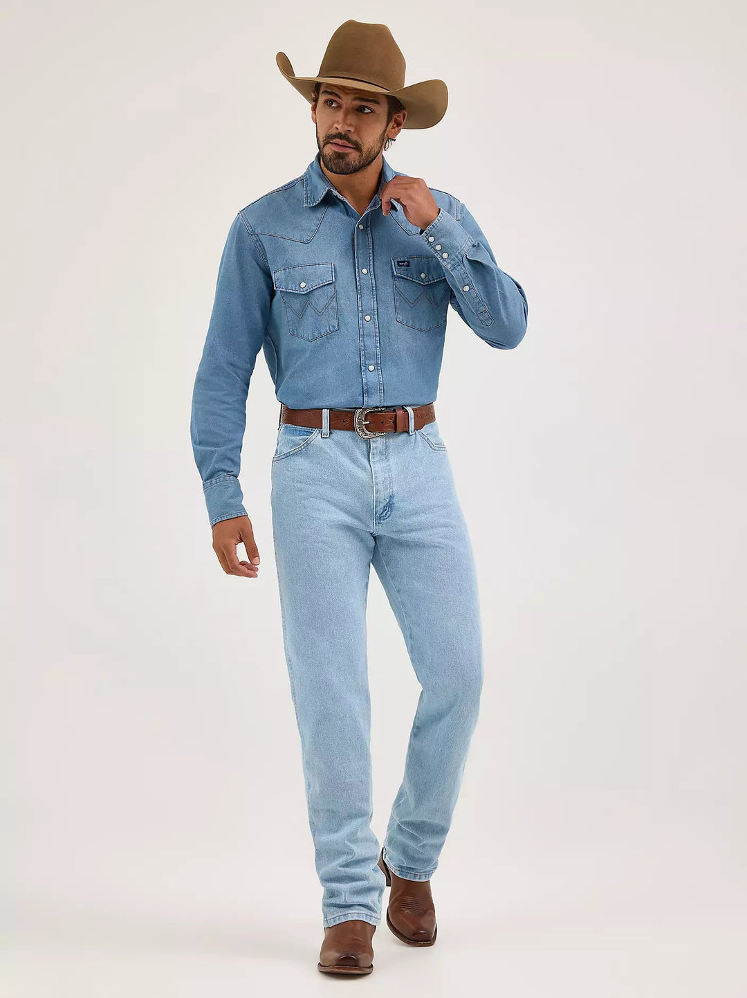 COWBOY CUT® LONG SLEEVE WESTERN DENIM SNAP WORK SHIRT 70127SW - Double C Western SupplyWRANGLER