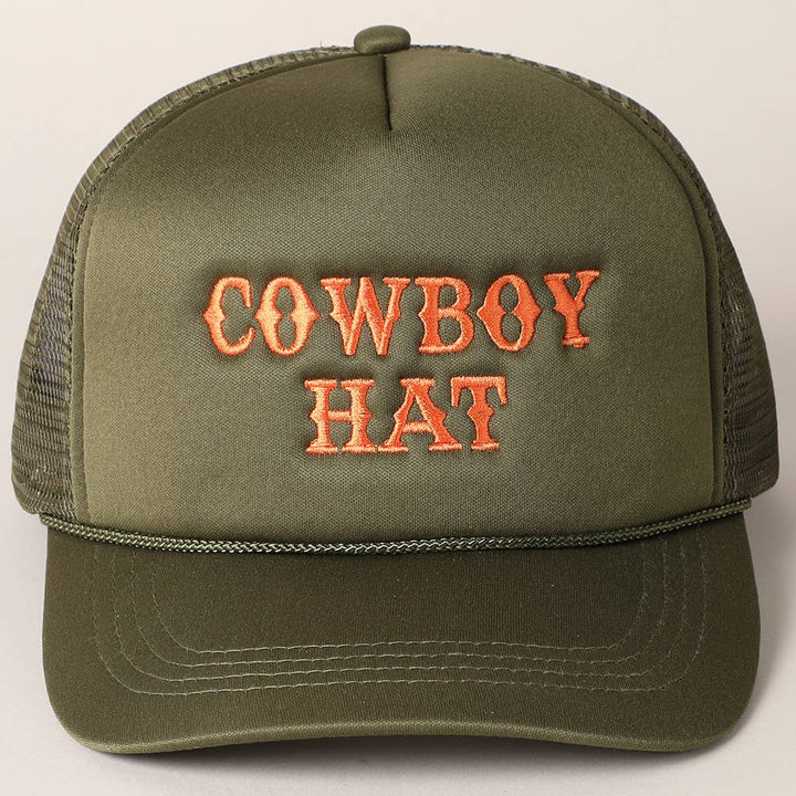 Cowboy Hat Embroidered Mesh Back Trucker Cap - Double C Western SupplyFashion City