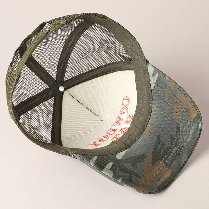 Cowboy Hat Embroidered Mesh Back Trucker Cap - Double C Western SupplyFashion City