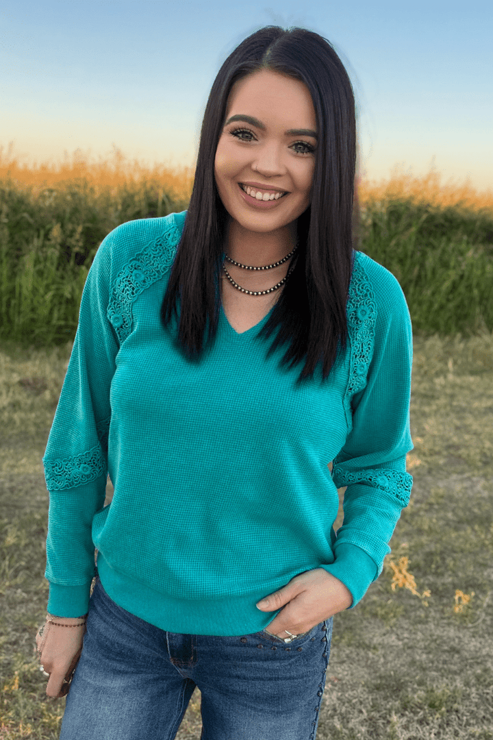 Cowgirl Chic Top - Turquoise - Double C Western SupplySterling Kreek