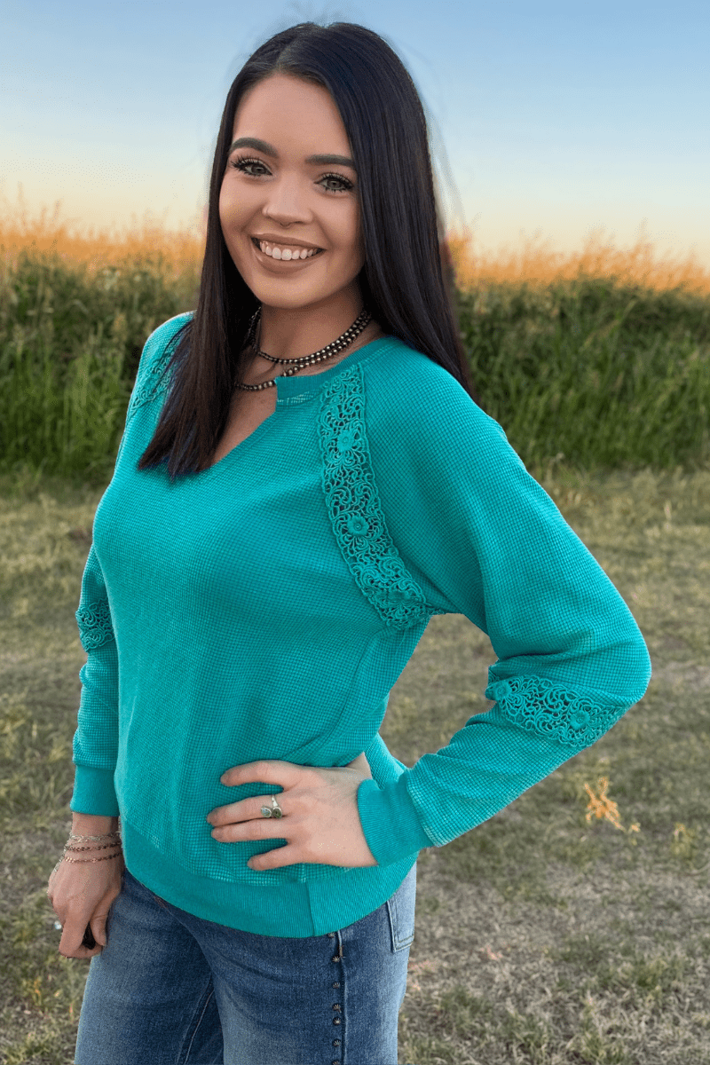 Cowgirl Chic Top - Turquoise - Double C Western SupplySterling Kreek