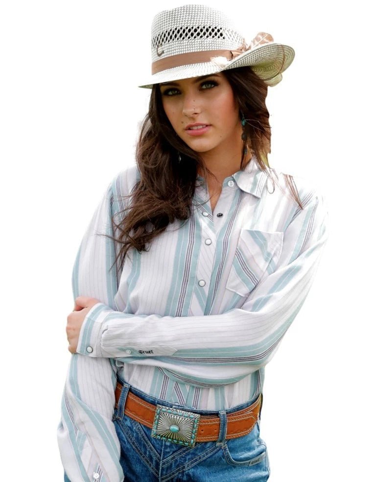 Cruel Girl Western Shirt Womens Stripe L/S Snaps Lilac - Double C Western SupplyCinch